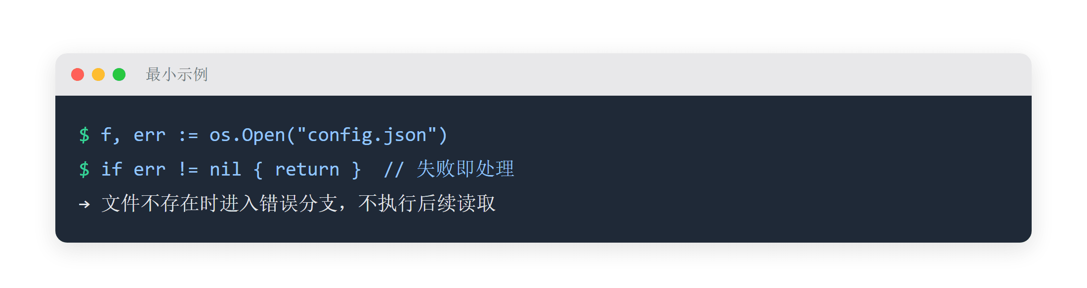 Go 错误处理:if err != nil 分支演示